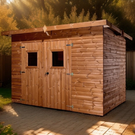 Abri de jardin thermowood 6,45m² toit plat Onduline Theora HABRITA