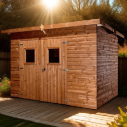 Abri de jardin thermowood 6,45m² toit plat Onduline Theora HABRITA