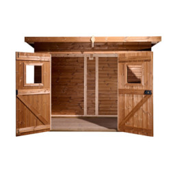 Abri de jardin thermowood 6,45m² toit plat Onduline Theora HABRITA