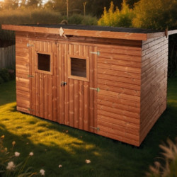 Abri en bois thermowood Theora 7,33m² + toiture Onduline HABRITA