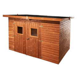 Abri en bois thermowood Theora 7,33m² + toiture Onduline HABRITA