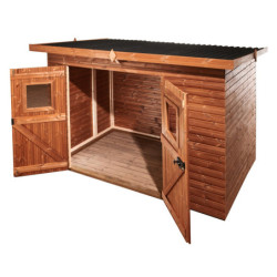 Abri en bois thermowood Theora 7,33m² + toiture Onduline HABRITA