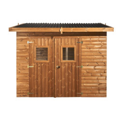 Abri en bois thermowood Theora 7,33m² + toiture Onduline HABRITA