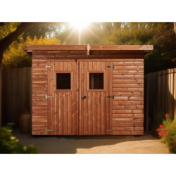 Abri en bois thermowood Theora 7,33m² + toiture Onduline HABRITA