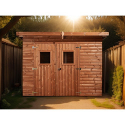 Abri en bois thermowood Theora 7,33m² + toiture Onduline HABRITA