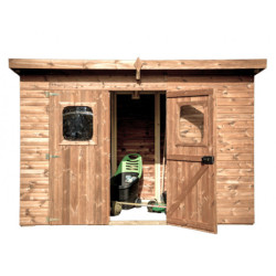 Abri en bois thermowood Theora 7,33m² + toiture Onduline HABRITA