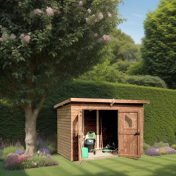 Abri en bois thermowood Theora 7,33m² + toiture Onduline HABRITA