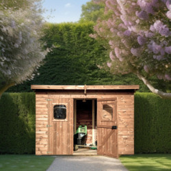 Abri en bois thermowood Theora 7,33m² + toiture Onduline HABRITA