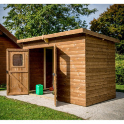 Abri en bois thermowood Theora 7,33m² + toiture Onduline HABRITA