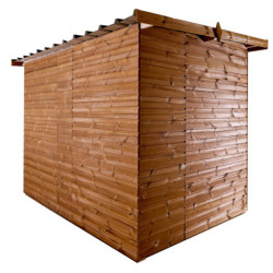 Abri en bois thermowood Theora 6,45m² + toiture en acier HABRITA