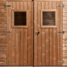 Abri en bois thermowood Theora 6,45m² + toiture en acier HABRITA