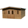 Abri bois thermowood 19,69m² Thermabri + toiture en acier HABRITA