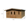 Abri bois thermowood 19,69m² Thermabri + toiture en acier HABRITA