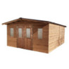 Abri bois thermowood 24,30m² Thermabri + toiture en acier HABRITA