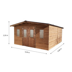 Abri bois thermowood 24,30m² Thermabri + toiture en acier HABRITA