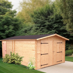 Garage DENIS 21,15m² en Douglas massif madriers 28mm - HABRITA