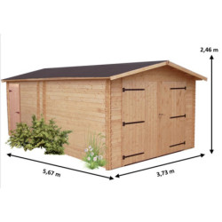 Garage DENIS 21,15m² en Douglas massif madriers 28mm - HABRITA