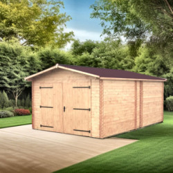 Garage DENIS 21,15m² en Douglas massif madriers 28mm - HABRITA
