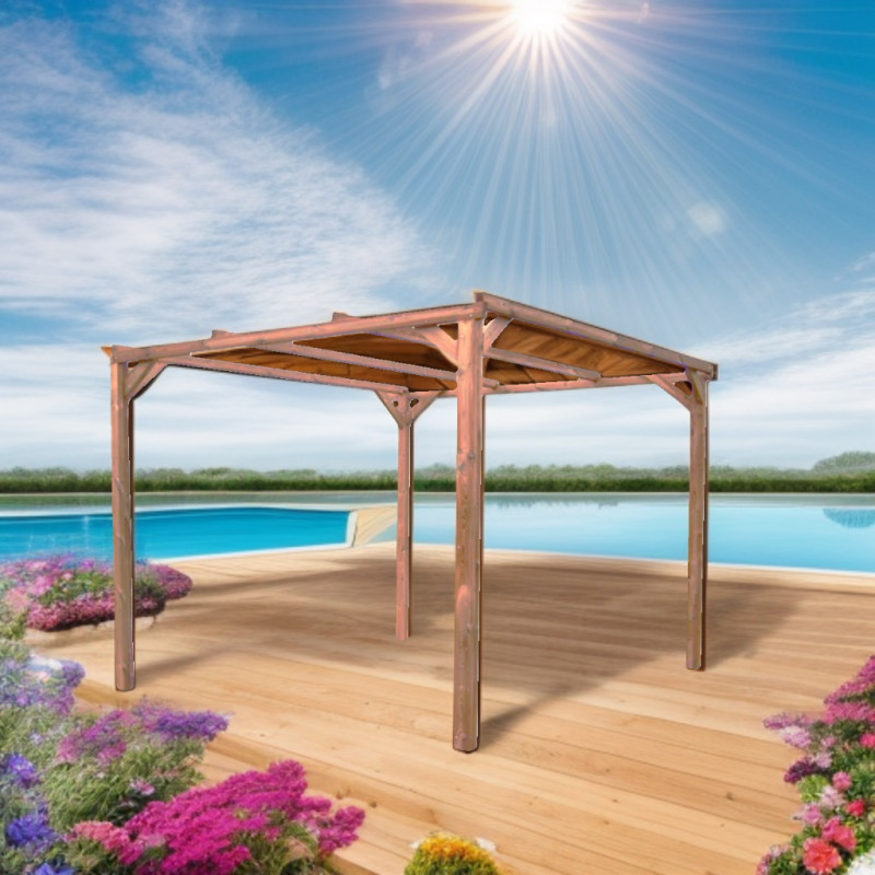 Pergola en bois thermowood 8,88m² THONON  sans couverture HABRITA