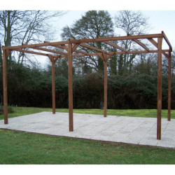 Pergola en bois thermowood THONON 14,80m² sans couverture HABRITA