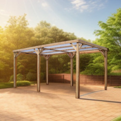 Pergola en bois thermowood THONON 15,06m² + couverture PVC HABRITA