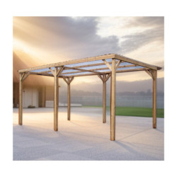 Pergola en bois thermowood THONON 15,06m² + couverture PVC HABRITA