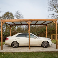 Pergola en bois thermowood THONON 15,06m² + couverture PVC HABRITA