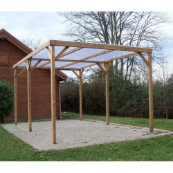 Pergola en bois thermowood THONON 15,06m² + couverture PVC HABRITA