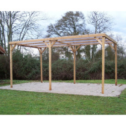 Pergola en bois thermowood THONON 15,06m² + couverture PVC HABRITA