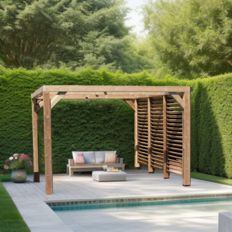 Pergola THERMAUVENT 10,67m² paroi avec ventelles mobiles HABRITA