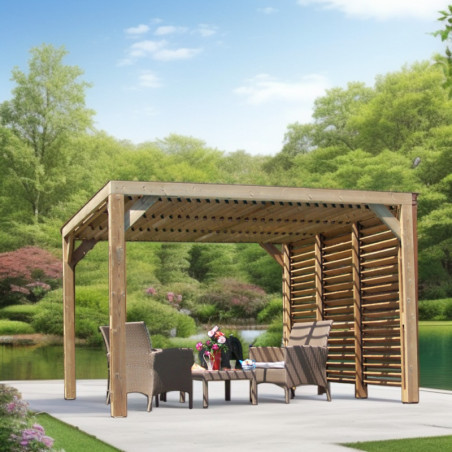 Pergola THERMAUVENT 10,67m² toiture et paroi avec ventelles HABRITA