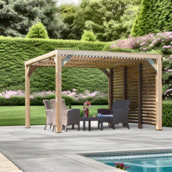 Pergola THERMAUVENT 10,67m² toiture et paroi avec ventelles HABRITA
