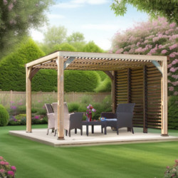 Pergola THERMAUVENT 10,67m² toiture et paroi avec ventelles HABRITA