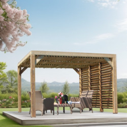 Pergola THERMAUVENT 10,67m² toiture et paroi avec ventelles HABRITA