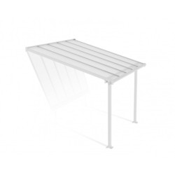 Pergola adosée 3x3m en alu blanc et polycarbonate 16mm OLYMPIA - Palram - Canopia