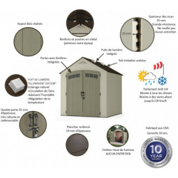 Abri en résine épais 25mm 4,84m² StorePlus avec plancher SUNCAST