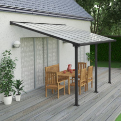 Pergola adossée en alu gris 3x4,25m + polycarbonate 16mm Olympia- Palram - Canopia