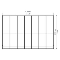 Pergola adossée en alu gris 3x4,25m + polycarbonate 16mm Olympia- Palram - Canopia