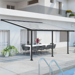 Pergola adossée grise 3x5,46m polycarbonate 16mm Olympia - Palram - Canopia