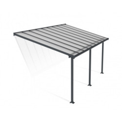 Pergola adossée grise 3x5,46m polycarbonate 16mm Olympia - Palram - Canopia
