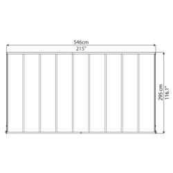 Pergola adossée grise 3x5,46m polycarbonate 16mm Olympia - Palram - Canopia