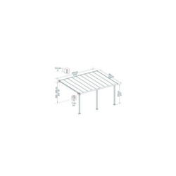 Pergola adossée grise 3x5,46m polycarbonate 16mm Olympia - Palram - Canopia