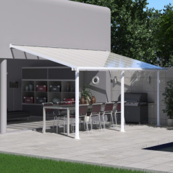 Pergola adossée blanche avec toit polycarbonate 16mm de 3x5,46m - Palram - Canopia
