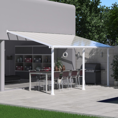 Pergola adossée blanche avec toit polycarbonate 16mm de 3x5,46m - Palram - Canopia