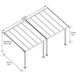 Pergola adossée avec Polycarbonate 16mm 3x6,10m Olympia - Palram - Canopia