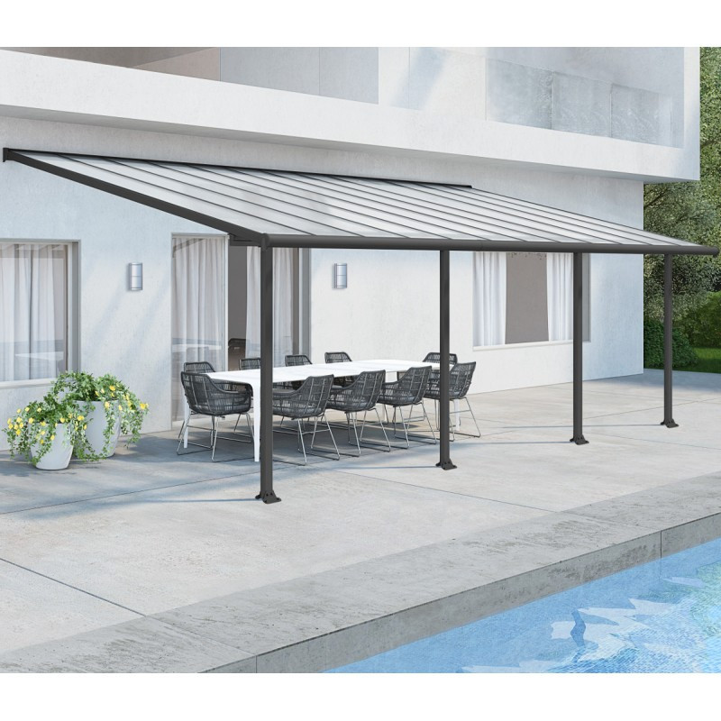 Pergola grise 3x7,30m + polycarbonate 16mm Olympia - Palram - Canopia