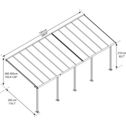 Pergola alu blanche 3x7,30m + PC 16mm Olympia de Palram - Canopia