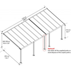 Pergola alu blanche 3x7,30m + PC 16mm Olympia de Palram - Canopia