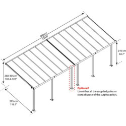 Grande pergola alu grise 3x8,51m + PC 16mm Olympia - Palram - Canopia