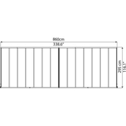Grande pergola alu grise 3x8,51m + PC 16mm Olympia - Palram - Canopia